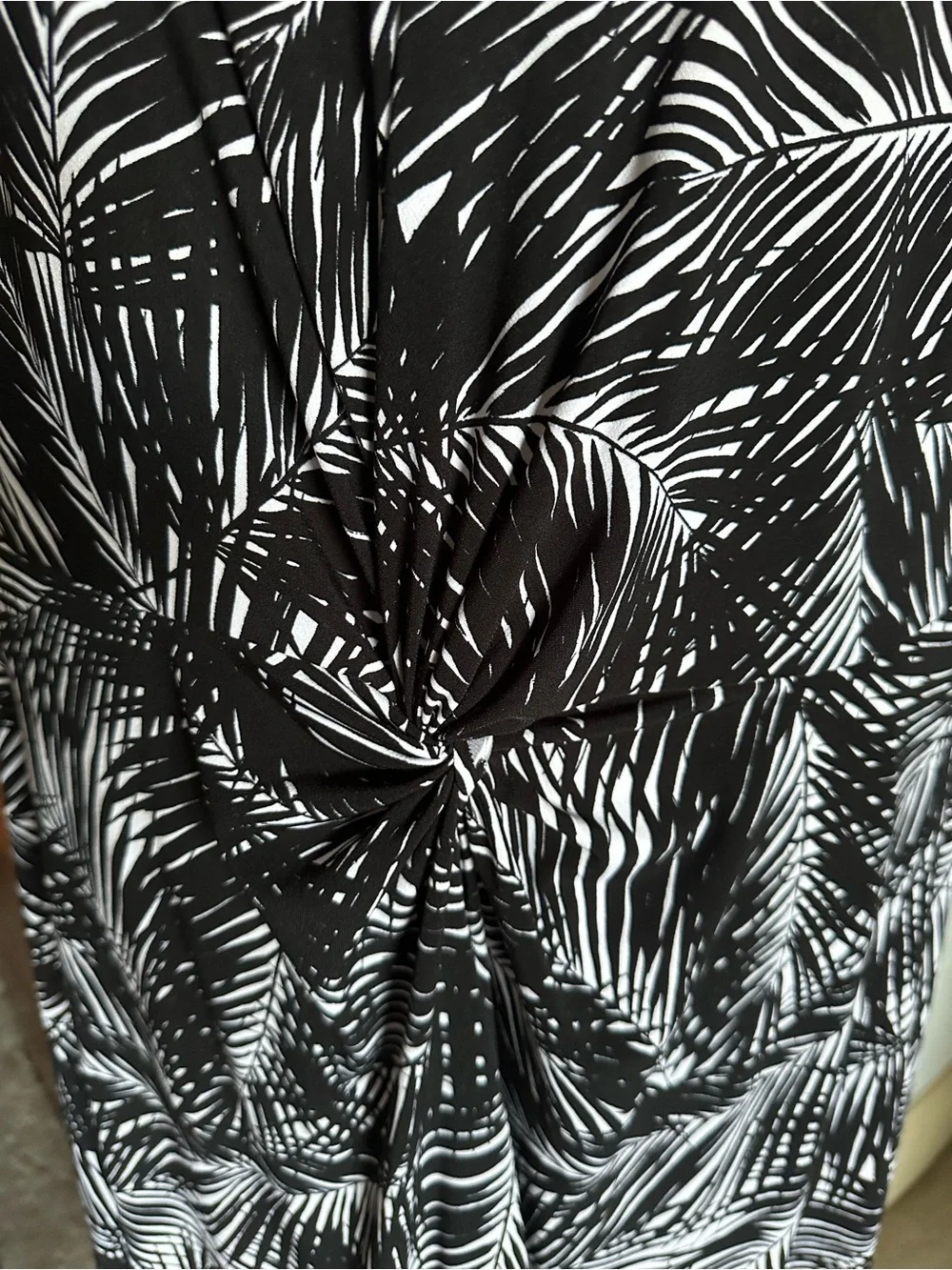 Michael Kors Black and White Palm-Print Maxi Dress